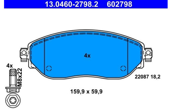 Brake Pad Set, disc brake 13.0460-2798.2 ATE