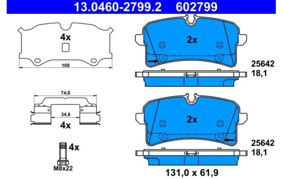 Brake Pad Set, disc brake 13.0460-2799.2 ATE