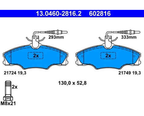 Brake Pad Set, disc brake 13.0460-2816.2 ATE