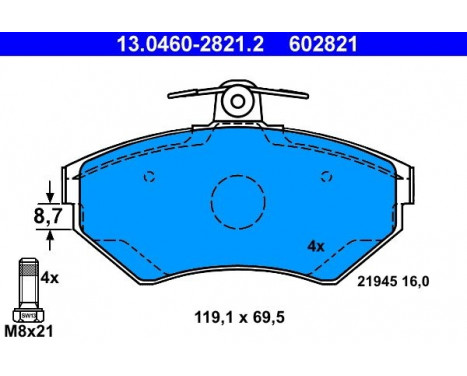 Brake Pad Set, disc brake 13.0460-2821.2 ATE, Image 2
