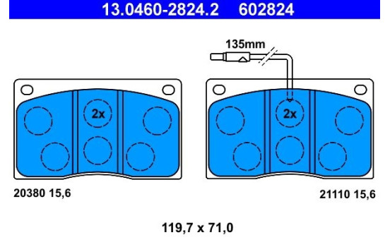 Brake Pad Set, disc brake 13.0460-2824.2 ATE