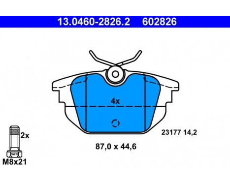 Brake Pad Set, disc brake 13.0460-2826.2 ATE, Image 2