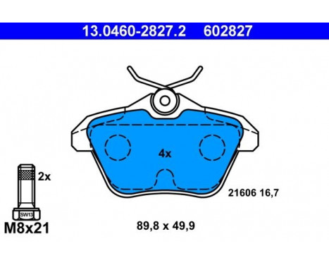 Brake Pad Set, disc brake 13.0460-2827.2 ATE, Image 2