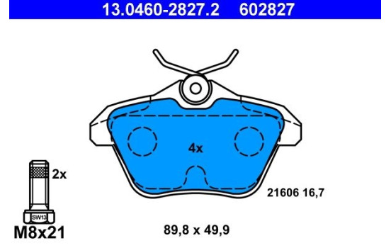 Brake Pad Set, disc brake 13.0460-2827.2 ATE, Image 2
