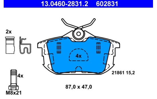 Brake Pad Set, disc brake 13.0460-2831.2 ATE, Image 2
