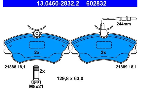 Brake Pad Set, disc brake 13.0460-2832.2 ATE