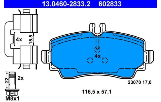 Brake Pad Set, disc brake 13.0460-2833.2 ATE, Image 2