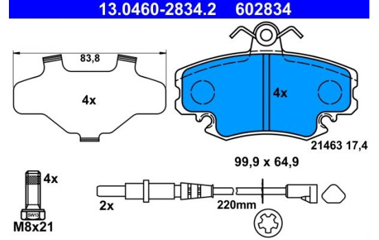 Brake Pad Set, disc brake 13.0460-2834.2 ATE, Image 2