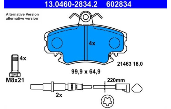 Brake Pad Set, disc brake 13.0460-2834.2 ATE, Image 3