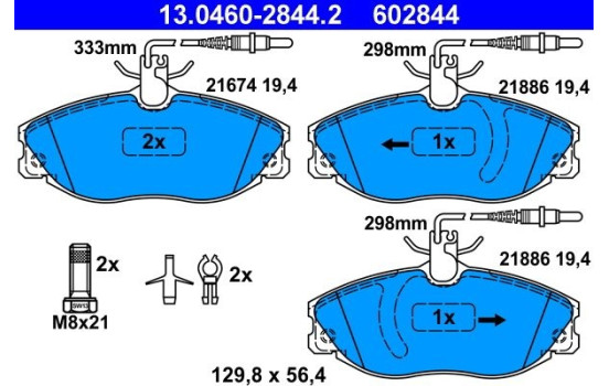 Brake Pad Set, disc brake 13.0460-2844.2 ATE