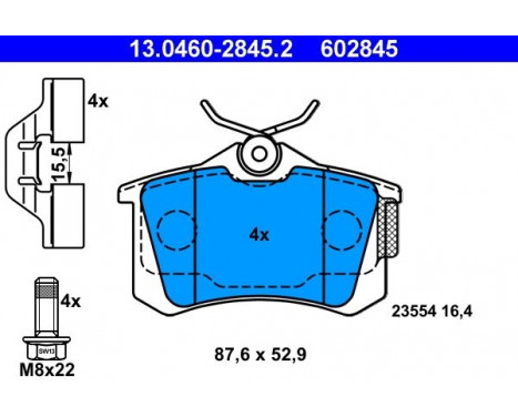 Brake Pad Set, disc brake 13.0460-2845.2 ATE, Image 2