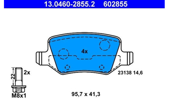 Brake Pad Set, disc brake 13.0460-2855.2 ATE