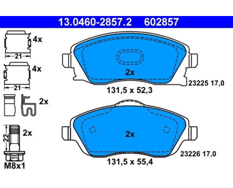 Brake Pad Set, disc brake 13.0460-2857.2 ATE, Image 2