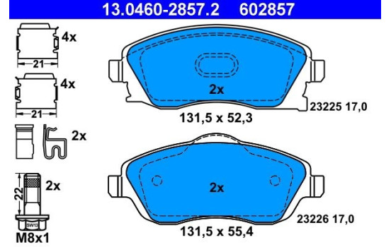 Brake Pad Set, disc brake 13.0460-2857.2 ATE, Image 2