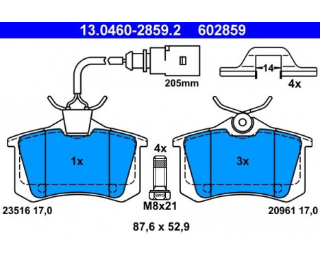 Brake Pad Set, disc brake 13.0460-2859.2 ATE, Image 2