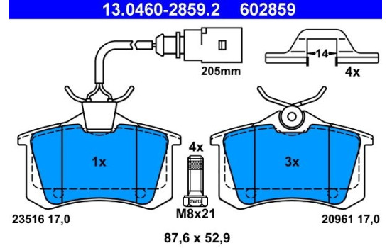 Brake Pad Set, disc brake 13.0460-2859.2 ATE, Image 2
