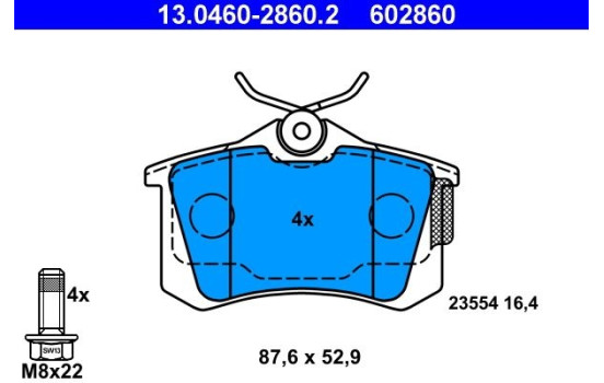 Brake Pad Set, disc brake 13.0460-2860.2 ATE, Image 2
