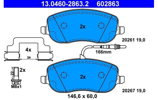 Brake Pad Set, disc brake 13.0460-2863.2 ATE, Image 2