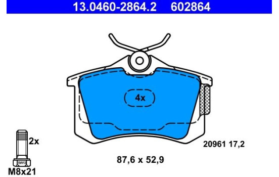 Brake Pad Set, disc brake 13.0460-2864.2 ATE