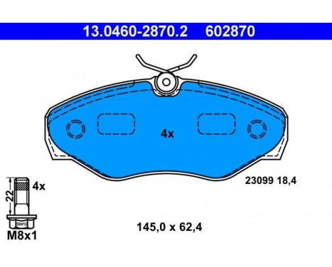 Brake Pad Set, disc brake 13.0460-2870.2 ATE, Image 2