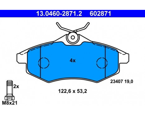 Brake Pad Set, disc brake 13.0460-2871.2 ATE, Image 2