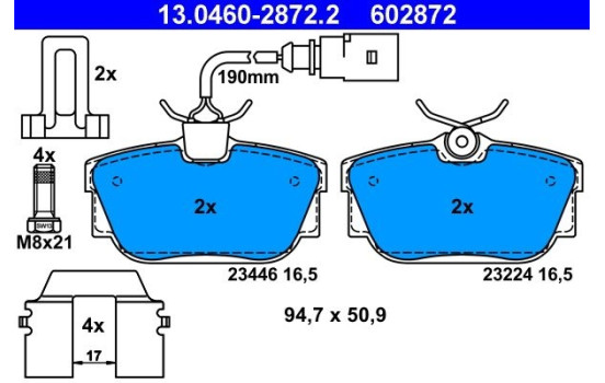 Brake Pad Set, disc brake 13.0460-2872.2 ATE, Image 2