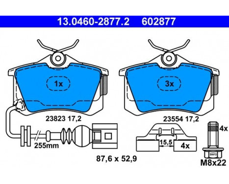 Brake Pad Set, disc brake 13.0460-2877.2 ATE, Image 2