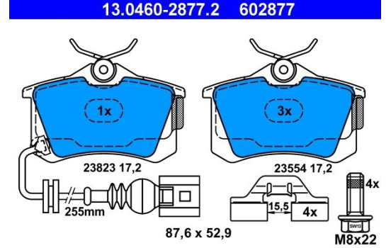 Brake Pad Set, disc brake 13.0460-2877.2 ATE, Image 2
