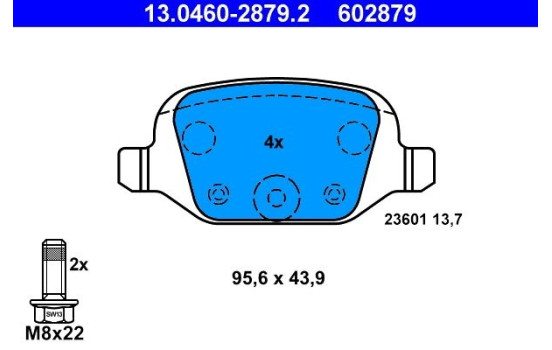 Brake Pad Set, disc brake 13.0460-2879.2 ATE, Image 2