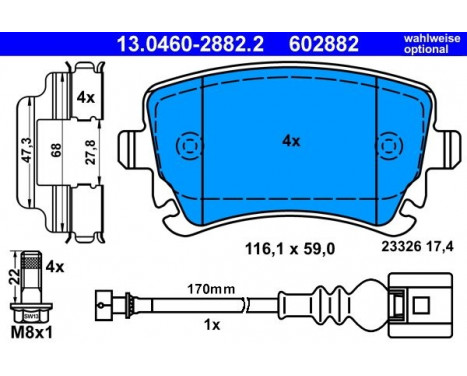 Brake Pad Set, disc brake 13.0460-2882.2 ATE, Image 3