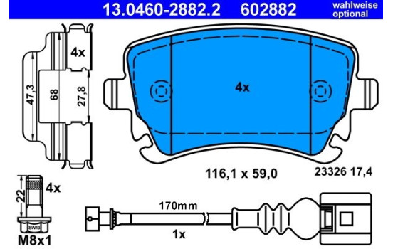 Brake Pad Set, disc brake 13.0460-2882.2 ATE, Image 3
