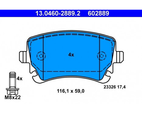 Brake Pad Set, disc brake 13.0460-2889.2 ATE, Image 2