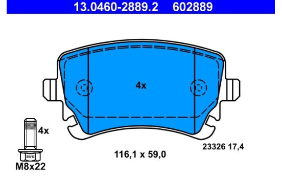 Brake Pad Set, disc brake 13.0460-2889.2 ATE, Image 2