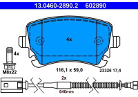 Brake Pad Set, disc brake 13.0460-2890.2 ATE