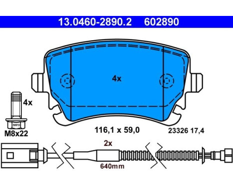 Brake Pad Set, disc brake 13.0460-2890.2 ATE