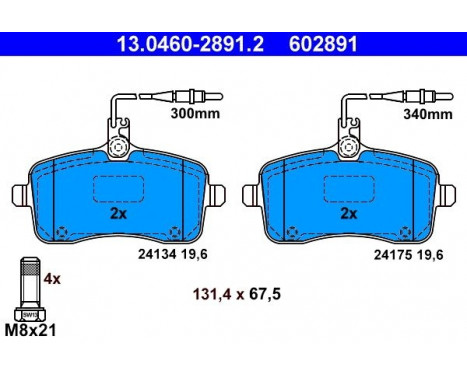 Brake Pad Set, disc brake 13.0460-2891.2 ATE, Image 2