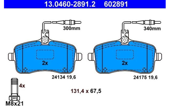 Brake Pad Set, disc brake 13.0460-2891.2 ATE, Image 2