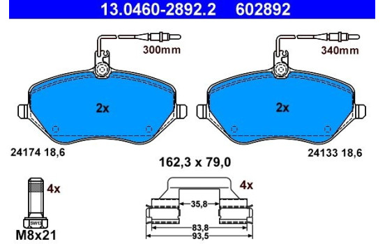 Brake Pad Set, disc brake 13.0460-2892.2 ATE, Image 2