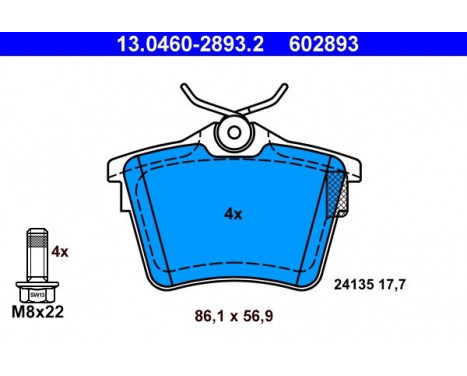 Brake Pad Set, disc brake 13.0460-2893.2 ATE, Image 2