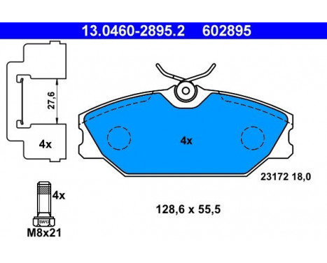 Brake Pad Set, disc brake 13.0460-2895.2 ATE, Image 2