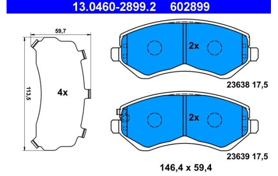 Brake Pad Set, disc brake 13.0460-2899.2 ATE, Image 2