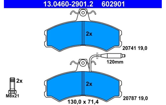 Brake Pad Set, disc brake 13.0460-2901.2 ATE