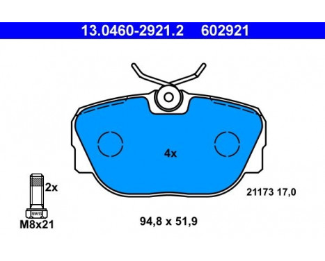 Brake Pad Set, disc brake 13.0460-2921.2 ATE, Image 2