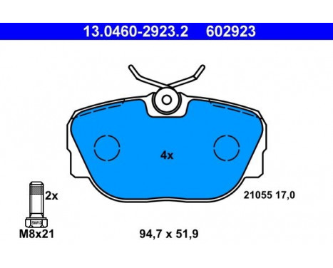 Brake Pad Set, disc brake 13.0460-2923.2 ATE, Image 2