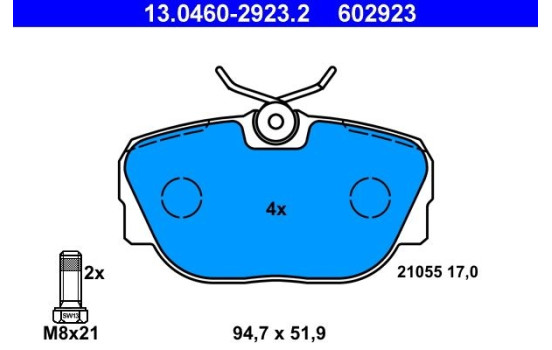 Brake Pad Set, disc brake 13.0460-2923.2 ATE, Image 2