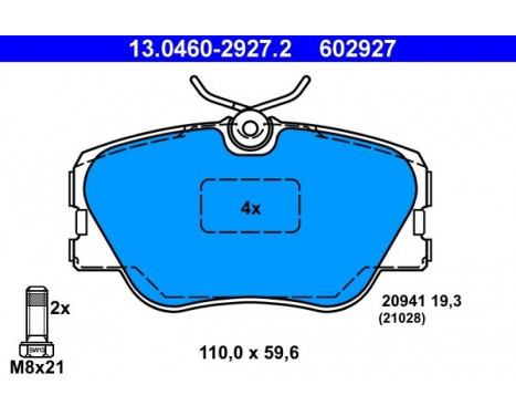 Brake Pad Set, disc brake 13.0460-2927.2 ATE, Image 2