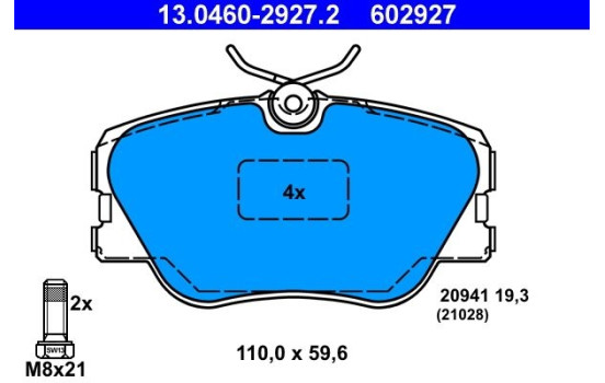 Brake Pad Set, disc brake 13.0460-2927.2 ATE, Image 2