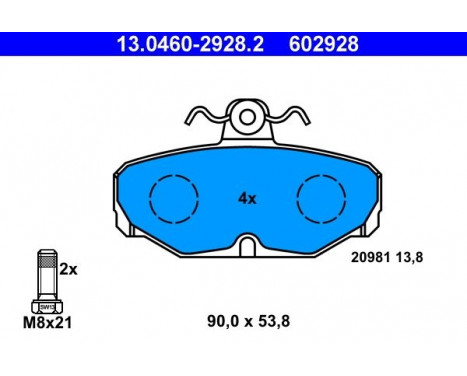 Brake Pad Set, disc brake 13.0460-2928.2 ATE