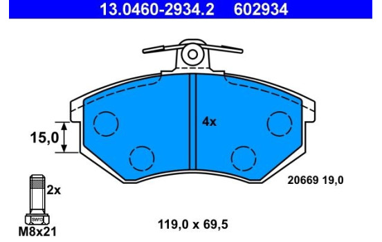 Brake Pad Set, disc brake 13.0460-2934.2 ATE, Image 2