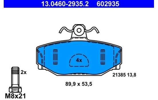 Brake Pad Set, disc brake 13.0460-2935.2 ATE